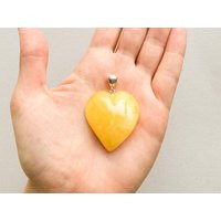 Very White Natural Baltic Amber Heart Pendant, Statement Raw Pendant With Silver For Her, Original Girlfriend Yellow Color | Etsy (US)
