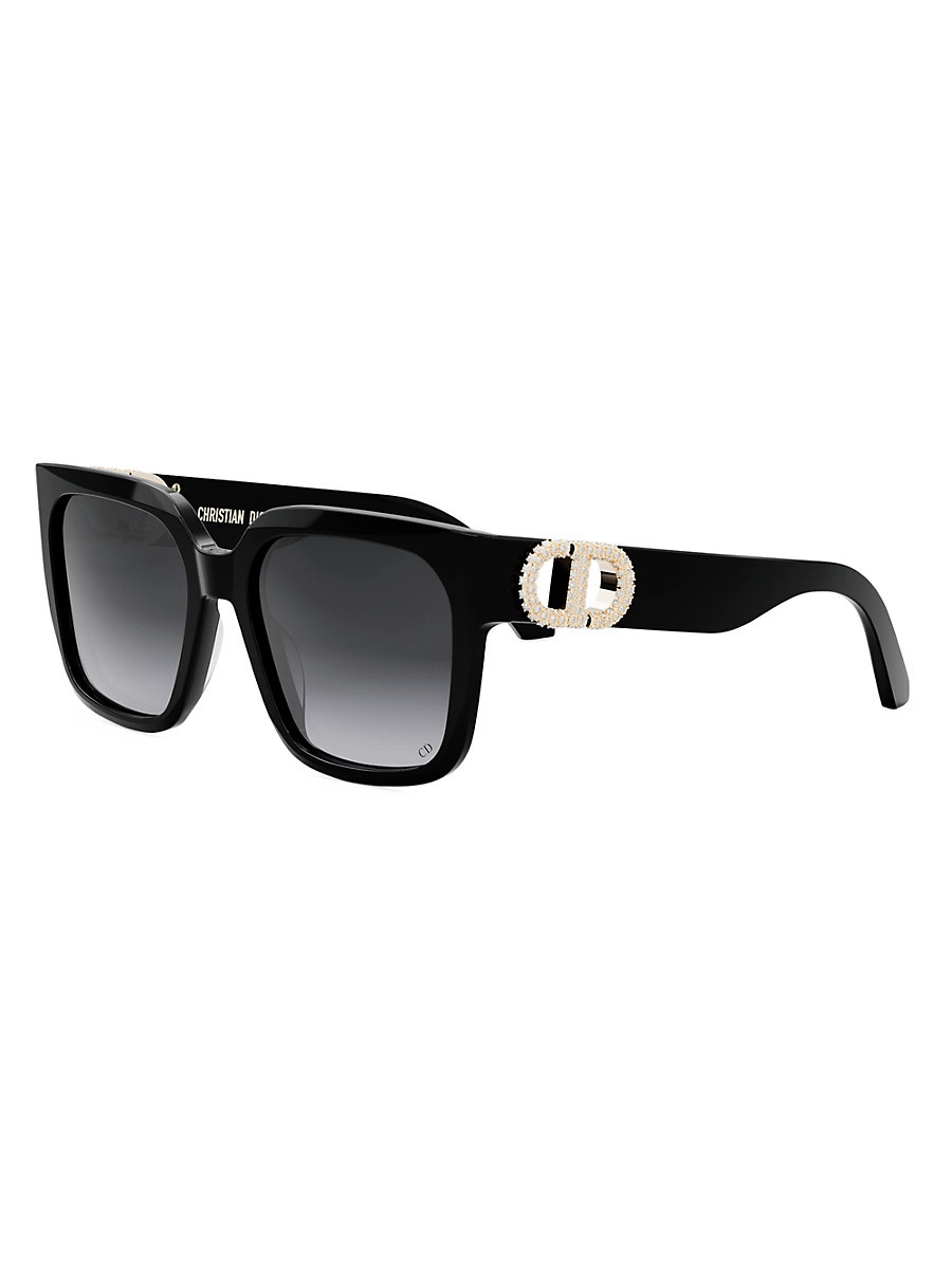 Women's 30Montaigne S11I 55MM Square Sunglasses - Shiny Black Gradient Smoke | Saks Fifth Avenue