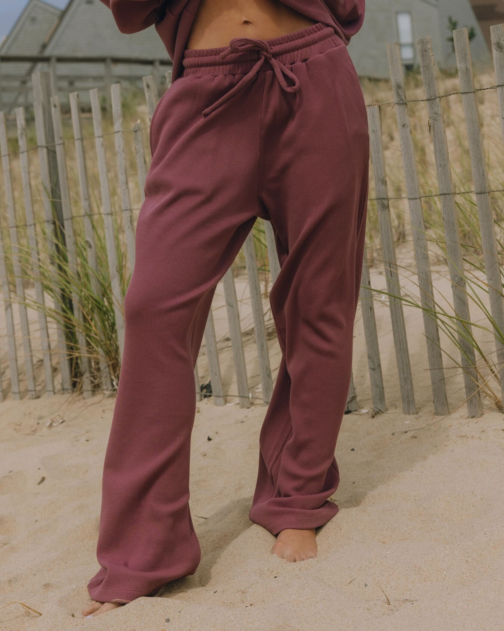 Thermal Resort Pants - Wine with Monochrome Patch | Daily Drills LLC
