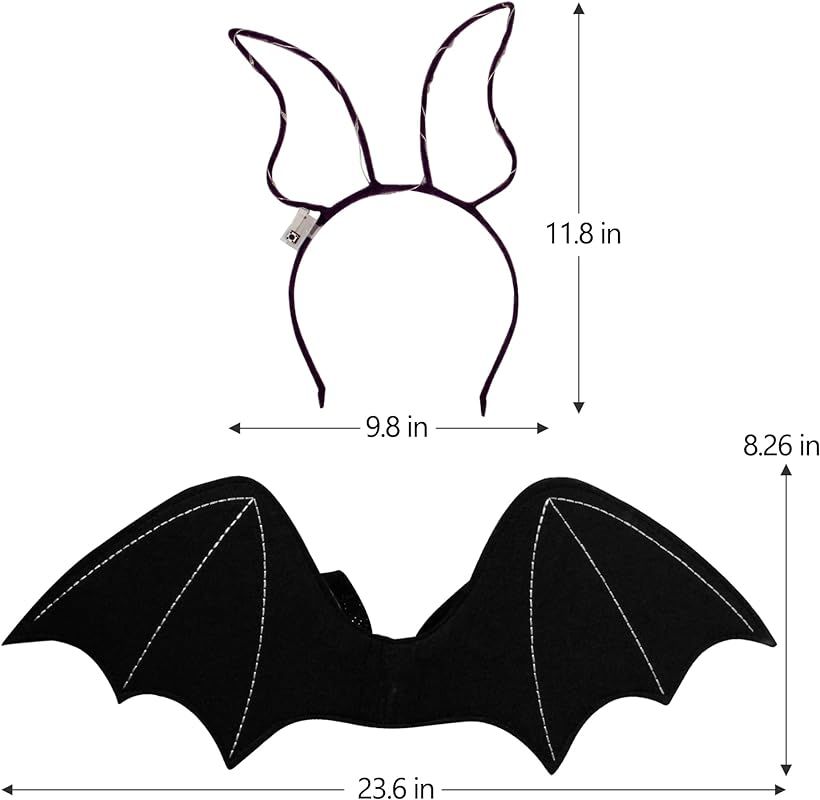 Lulu Home Halloween Bat Wings for Kids, Black Bat Wings with Light up Headband, Kids Bat Wing Costum | Amazon (US)
