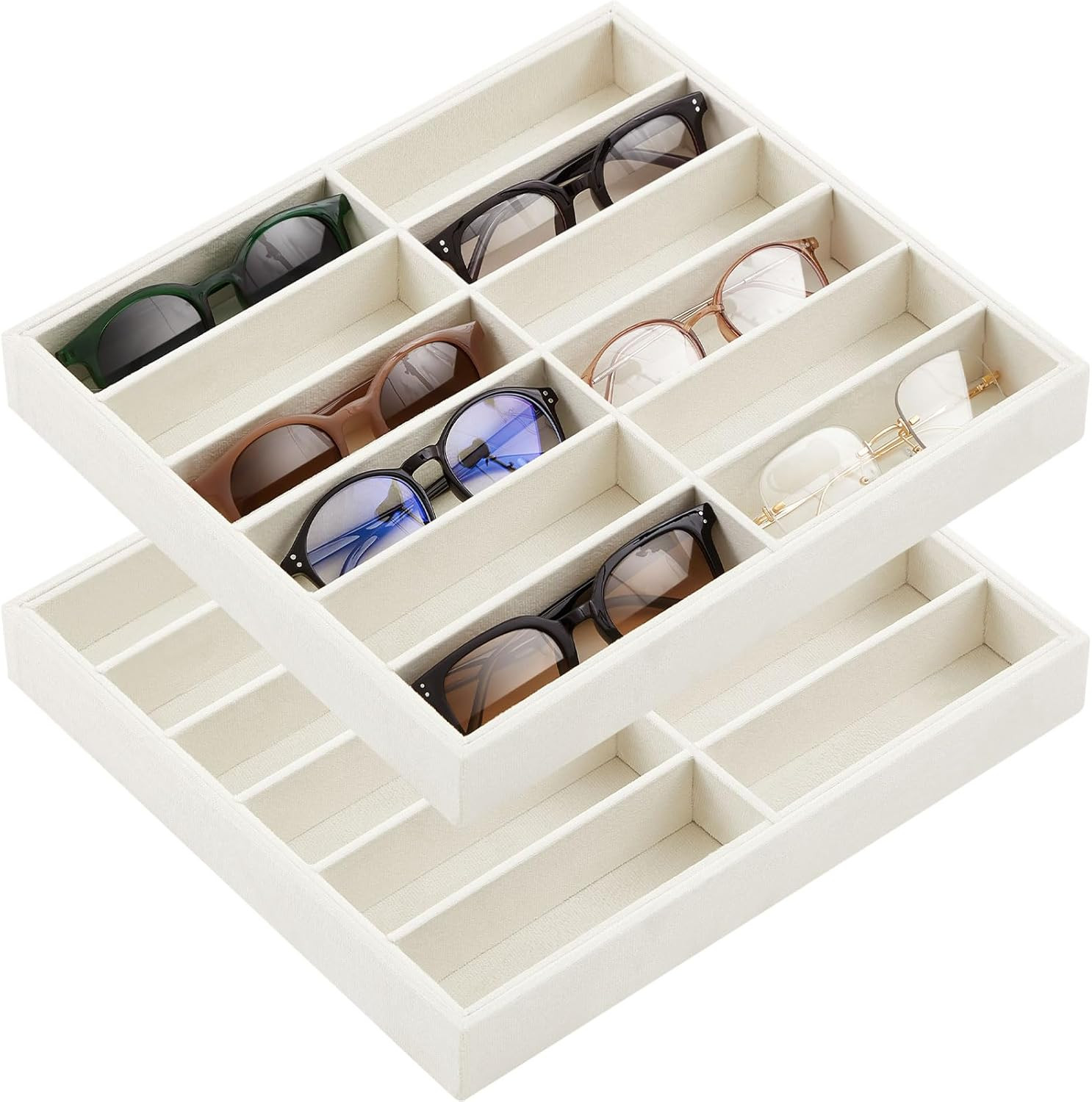 2 Pcs Sunglass Organizer Trays Glasses Stackable Jewelry Trays Sunglass Organizer Display Box (12... | Amazon (US)