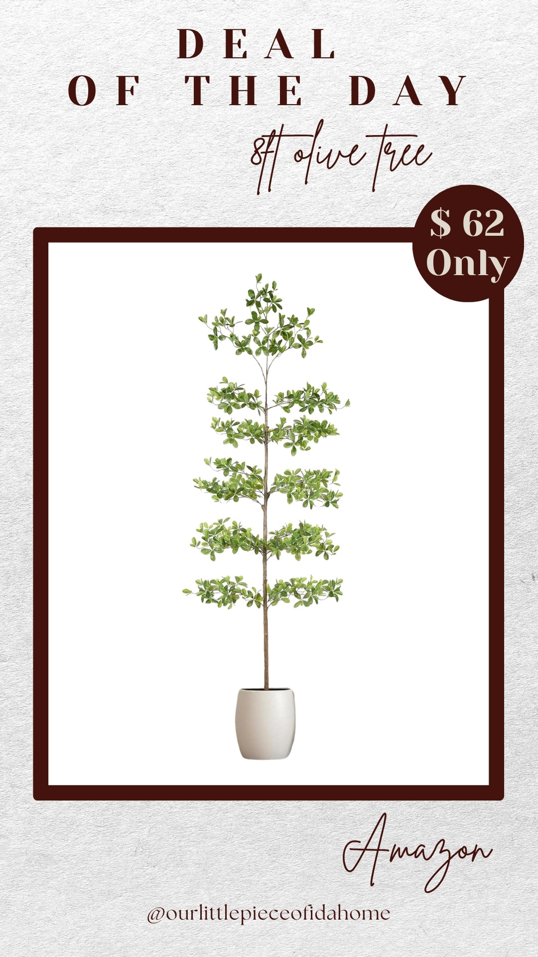 I’ve found that a tall faux olive tree is one of the easiest ways to make a room feel finished. This 8-foot version adds height, texture, and that organic look I always love in a space.

I would style it in a living room corner, entryway, or beside built-ins for a designer-inspired look without the maintenance of a real tree.
@Amazon 

 #LTKU #LTKHome #LTKSaleAlert
