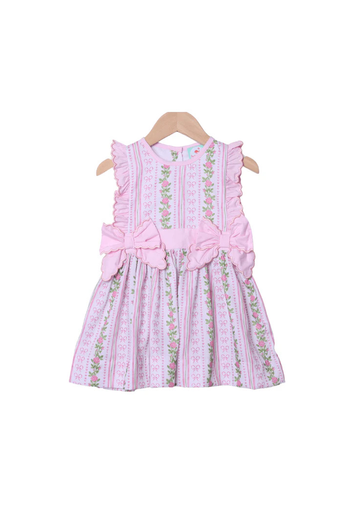 Fancy Floral Ruffle Bow Dress | The Smocked Flamingo