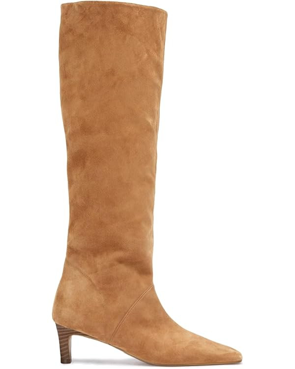 Coutgo Womens Knee High Boots Wide Calf Kitten Heel Pointed Toe Long Boots Pull On Winter Dress S... | Amazon (US)