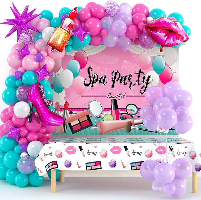 127 PCS Spa Party Supplies for Girls Makeup Birthday Decorations with Balloons Garland, Lipstick ... | Amazon (US)
