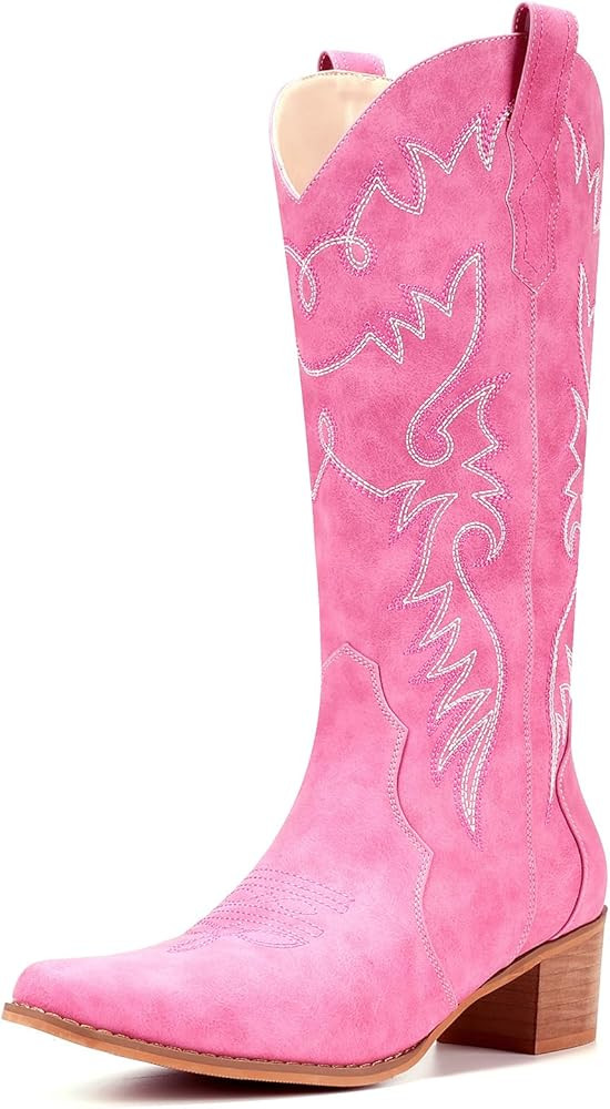 IXU Cowboy Boots Women Pointy Toe Women's Mid Calf Western Cowgirl Boots | Amazon (US)
