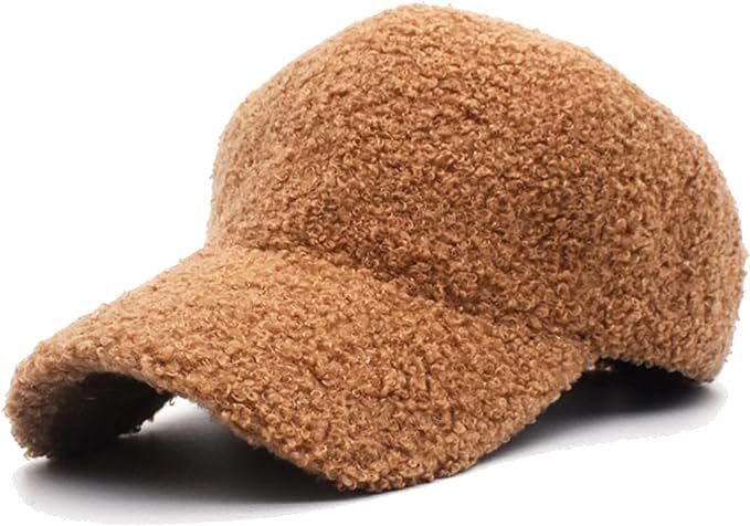 Warm-Winter Baseball-Caps Teddy-Fleece Faux-Lamb-Wool Hip-Hop Cap for Men Women | Amazon (US)
