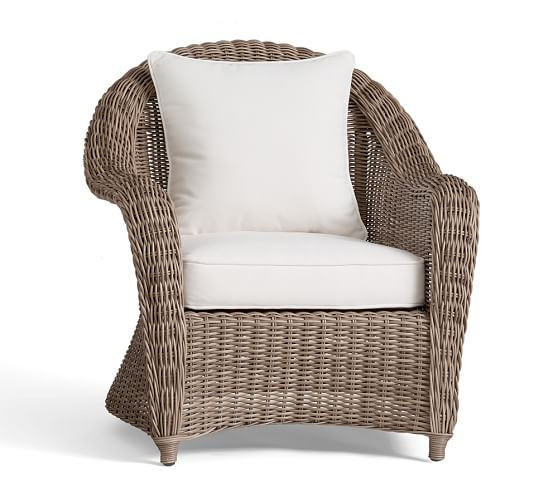 Torrey All-Weather Wicker Roll Arm Lounge Chair, Natural | Pottery Barn (US)