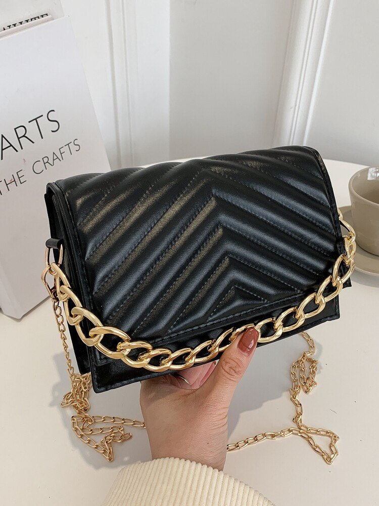 Mini Chevron Flap Chain Square Bag | SHEIN