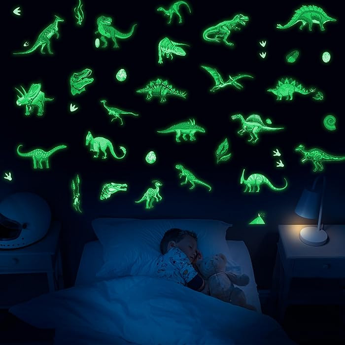 Glow in The Dark Dinosaur Wall Decals Stickers, Glowing Dinosaur Wall Stickers Self-Adhesive for ... | Amazon (US)