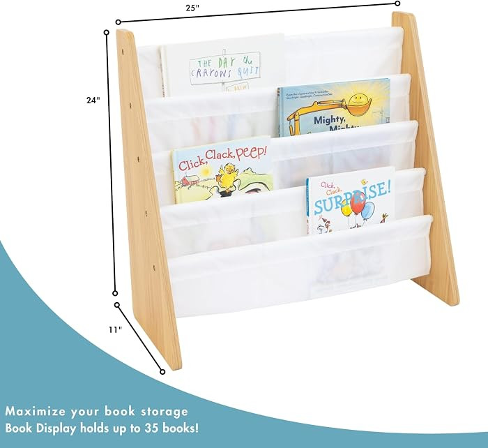Humble Crew 4-Tier Kids Bookshelf, Natural Wood/White - Premium Book Shelf for Kids Rooms with Fo... | Amazon (US)