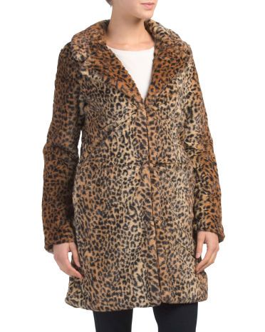 Juniors Leopard Print Faux Fur Coat | TJ Maxx