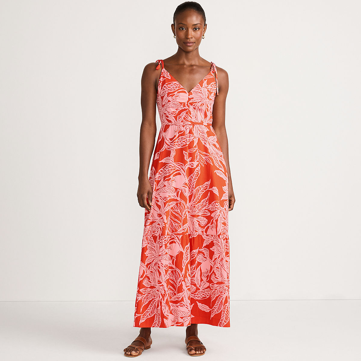 Women's Cotton Voile Vneck Tie Strap Maxi Dress | Lands' End (US)