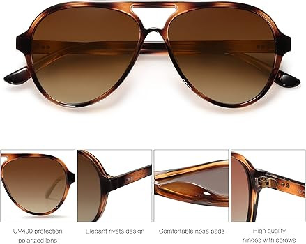SOJOS Classic Polarized Aviator Sunglasses for Women Men, Retro Trendy Pilot Shades SJ2201 | Amazon (US)