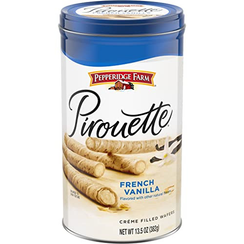 Pepperidge Farm Pirouette Cookies, French Vanilla Flavored Crème Filled Wafers, 13.5 Oz Tin | Amazon (US)