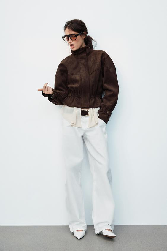 Zara - Suede-Effect Jacket - Brown - L - Woman | Zara US