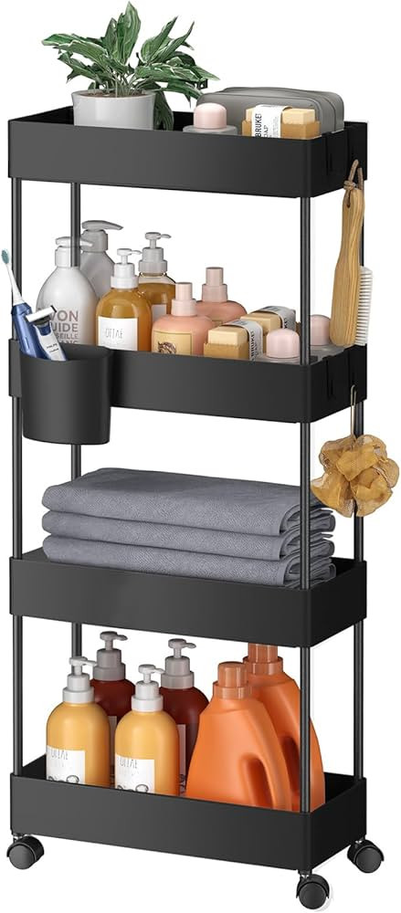 Pipishell Slim Storage Cart with Wheels, Bathroom Cart Organizer Bathroom Storage Small, Rolling ... | Amazon (US)