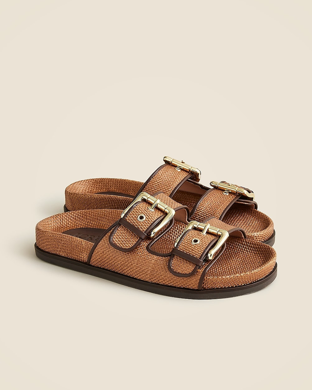 New Colbie wide-strap buckle sandals in faux raffia | J. Crew US