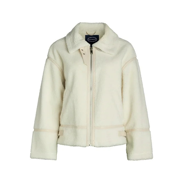 Scoop Women's and Women's Plus Faux Fur Oversized Teddy Jacket, Sizes XS-XXL | Walmart (US)