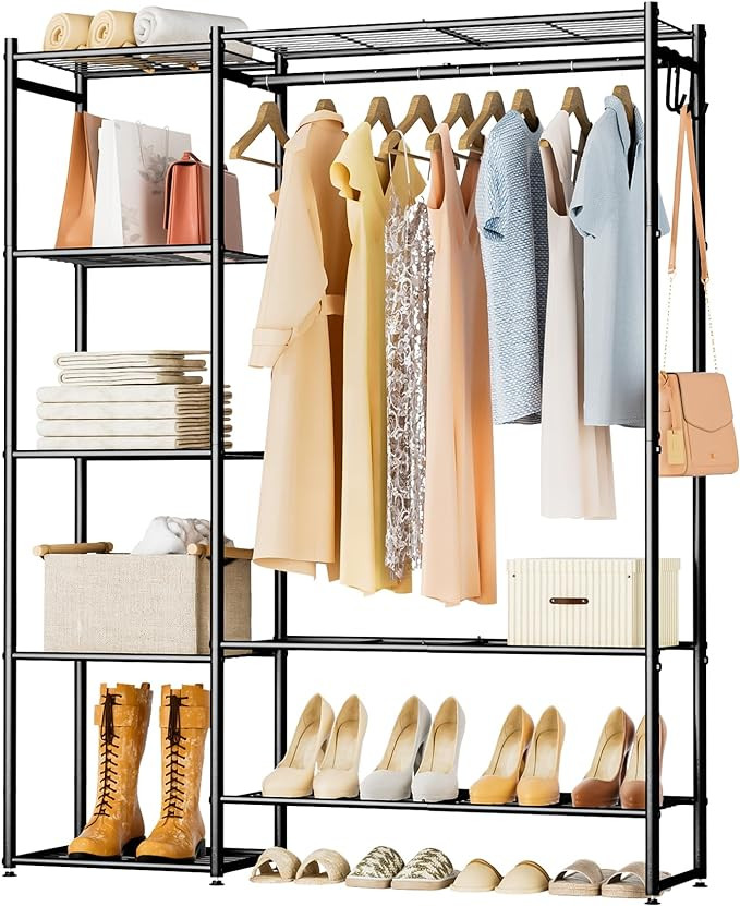 Wardrobe Closet, Portable Clothing Rack for Hanging Clothes, Free Standing Closet Organizers and ... | Amazon (US)