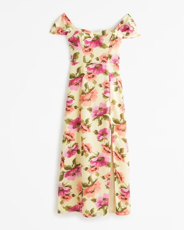 Women's The A&F Camille Off-The-Shoulder Maxi Dress | Women's New Arrivals | Abercrombie.com | Abercrombie & Fitch (US)