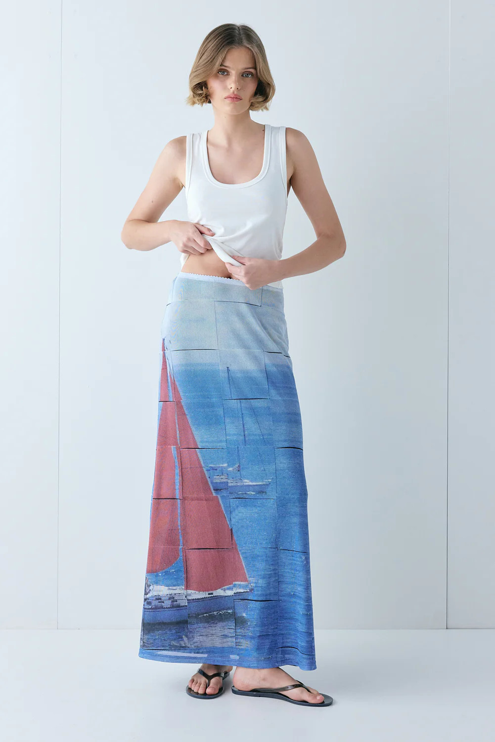 Elara Mesh Maxi Skirt Sail | VRG Grl
