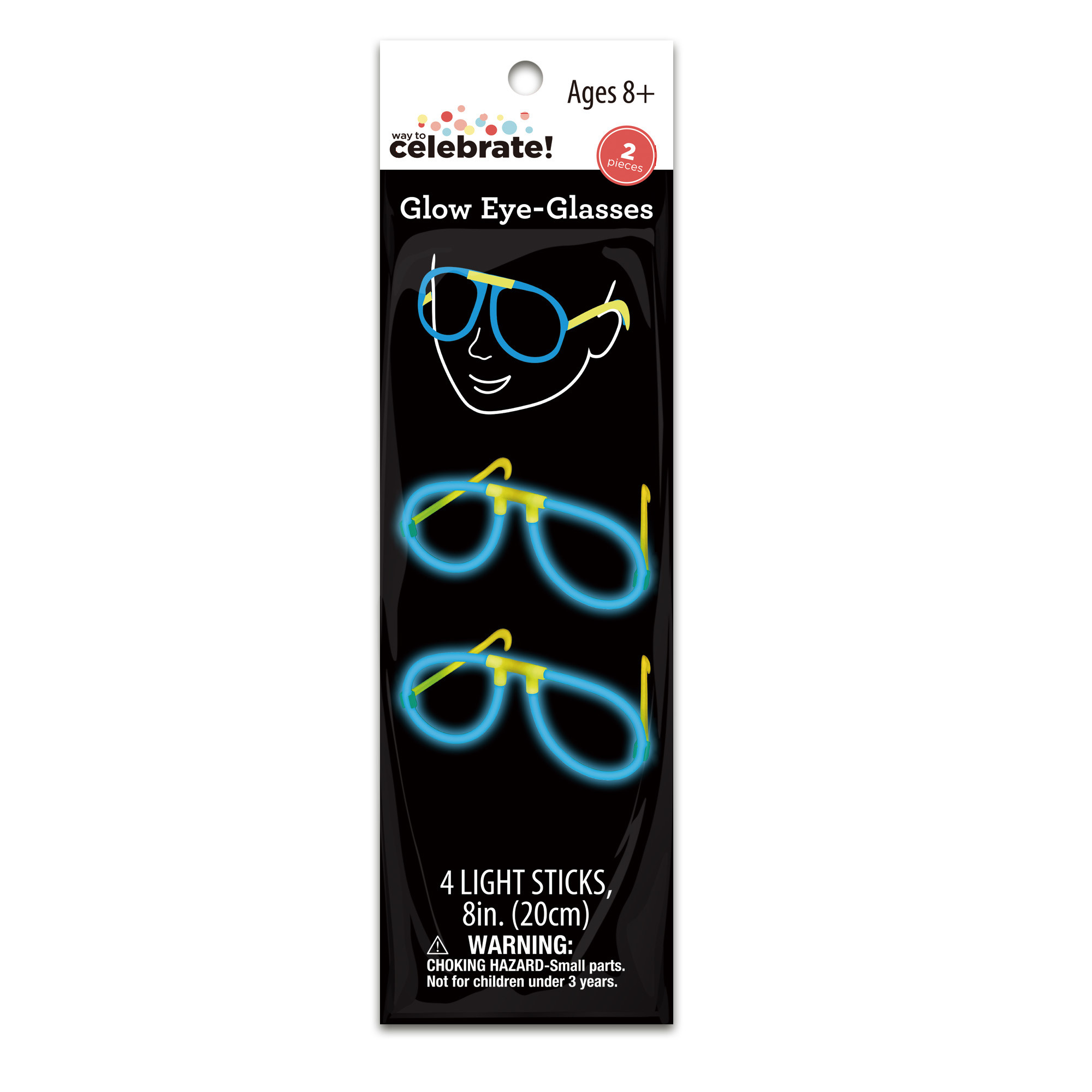 Way to Celebrate! 2ct Blue Glow Party Favors Eye-Glasses, 3.12in. x 10.5in. x 0.5in., 39.5gram | Walmart (US)