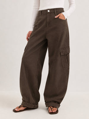 Back Elastic Waist Balloon Cargo Jeans | Commense