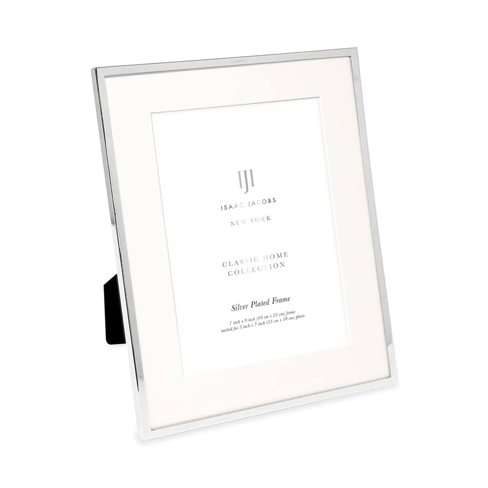 Isaac Jacobs 7x9 (Matted 5x7) Silver Metal Picture Frame, Classic Metal Photo Frame Made For Tabl... | Amazon (US)