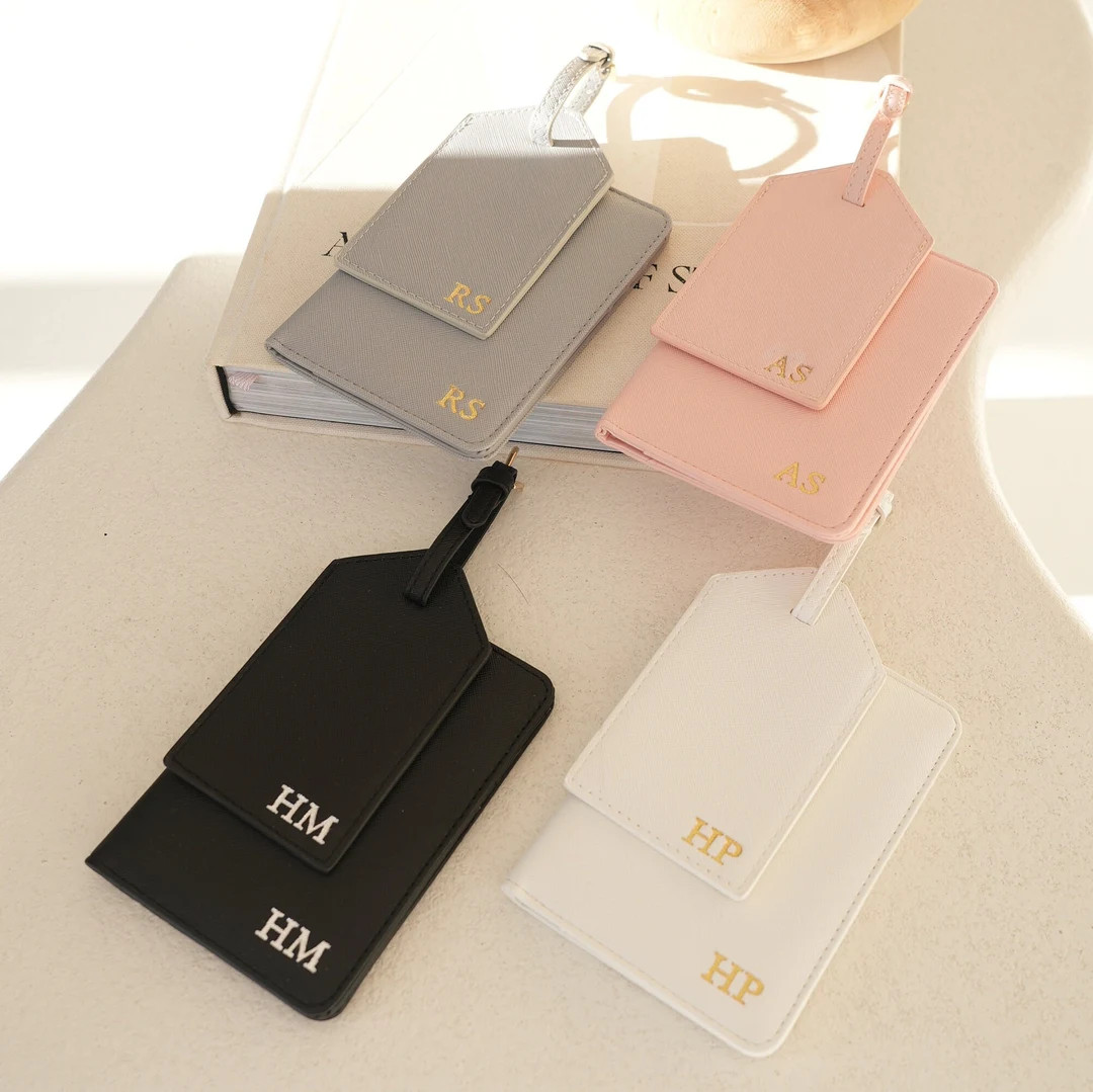 Personalized Leather Passport Holder & Personalized Luggage Tag, Bridesmaid Gifts, Honeymoon Gift... | Etsy (US)