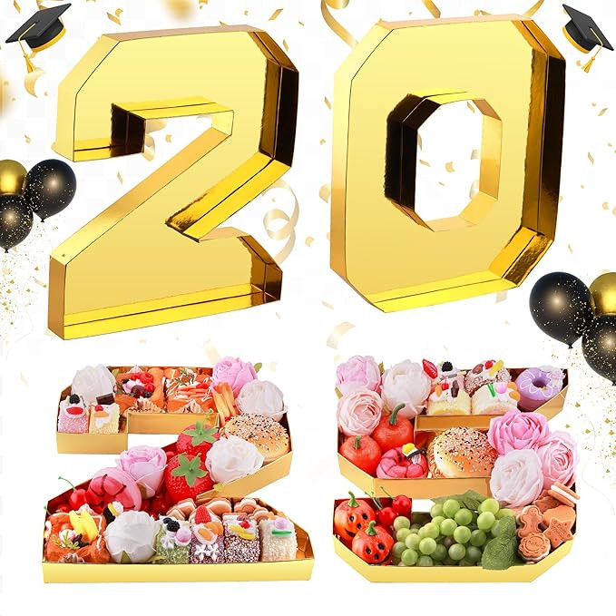 4Pcs 13.7" Graduation Decorations, 2025 Charcuterie Numbers Fillable for Graduation, Food Trays f... | Amazon (US)
