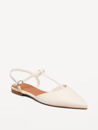 Faux-Leather Mary Jane T-Strap Flats for Women | Old Navy | Old Navy (US)