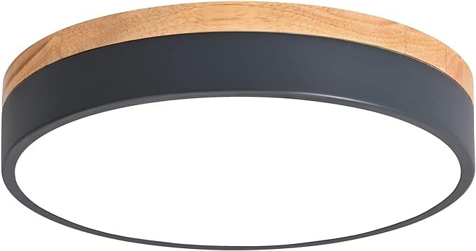 WOKNOS Modern Dimmable LED Close to Ceiling Light Minimalist Wood Oak Flush Mount Ceiling Light F... | Amazon (US)