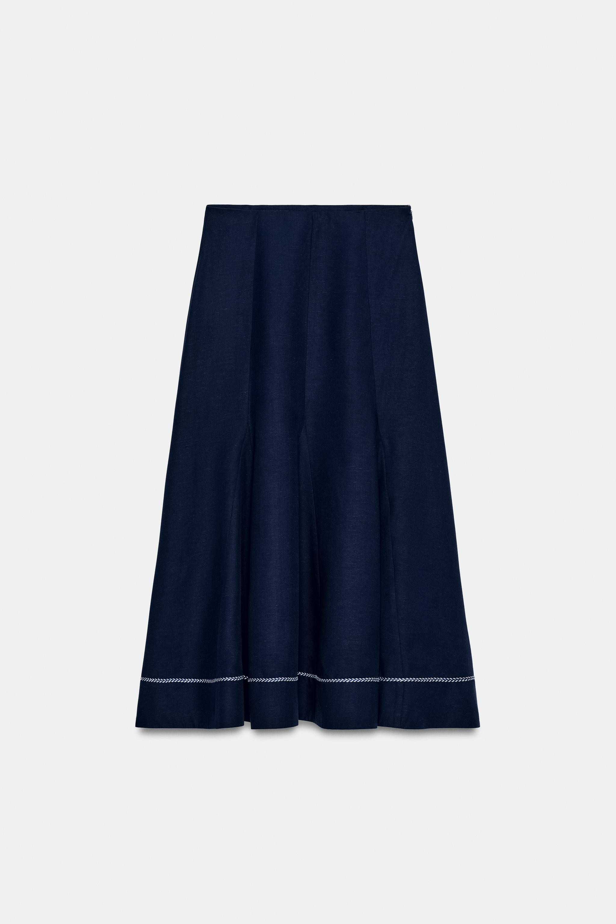 EMBROIDERED A-LINE MIDI SKIRT | Zara US
