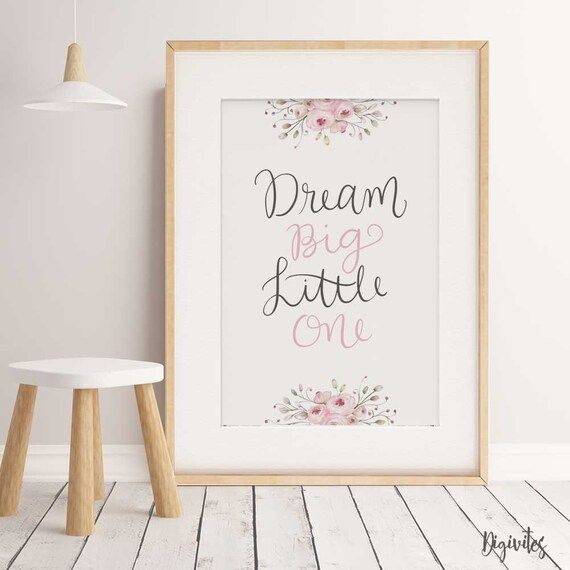 Baby, Girl nursery decor. Floral Nursery wall art Print. Little Girls bedroom. Dream Big Little o... | Etsy (US)