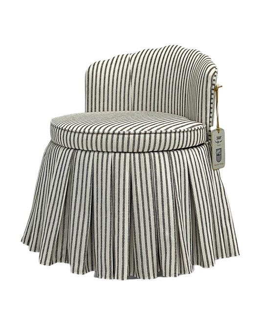 22x28 Striped Swivel Vanity Chair With Storage And Pleated Skirt | TJ Maxx