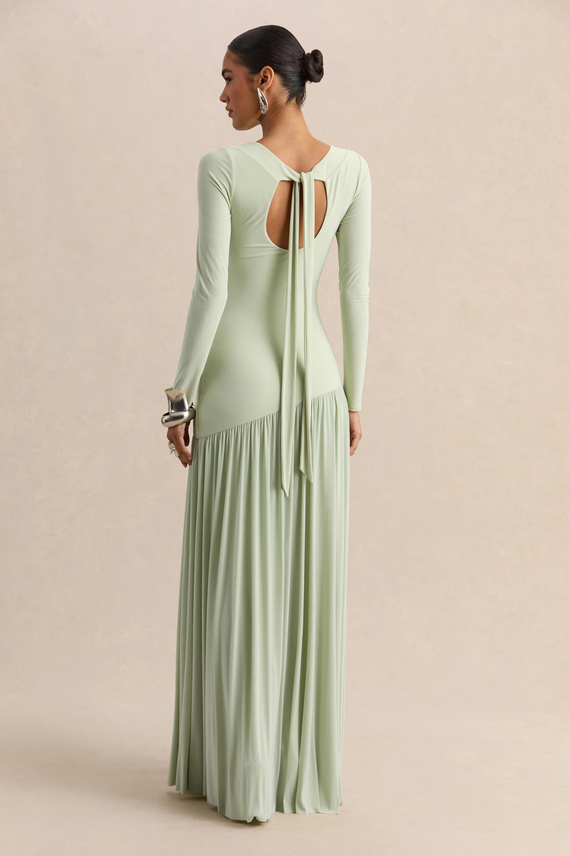 Jasira  Mint Crew-Neck Maxi Dress With Asymmetric Drop-Waist | Club L London