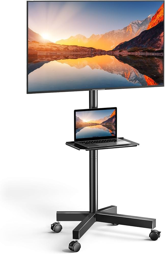 PERLESMITH Rolling TV Stand on Wheels for 23-60 Inch Flat Curved Screen TVs, Mobile TV Cart Heigh... | Amazon (US)