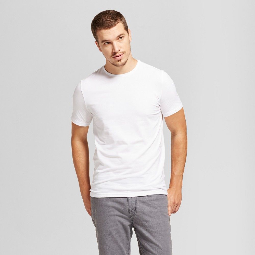 Men's Slim Fit Pima Crew Neck T-Shirt - Goodfellow & Co White M | Target