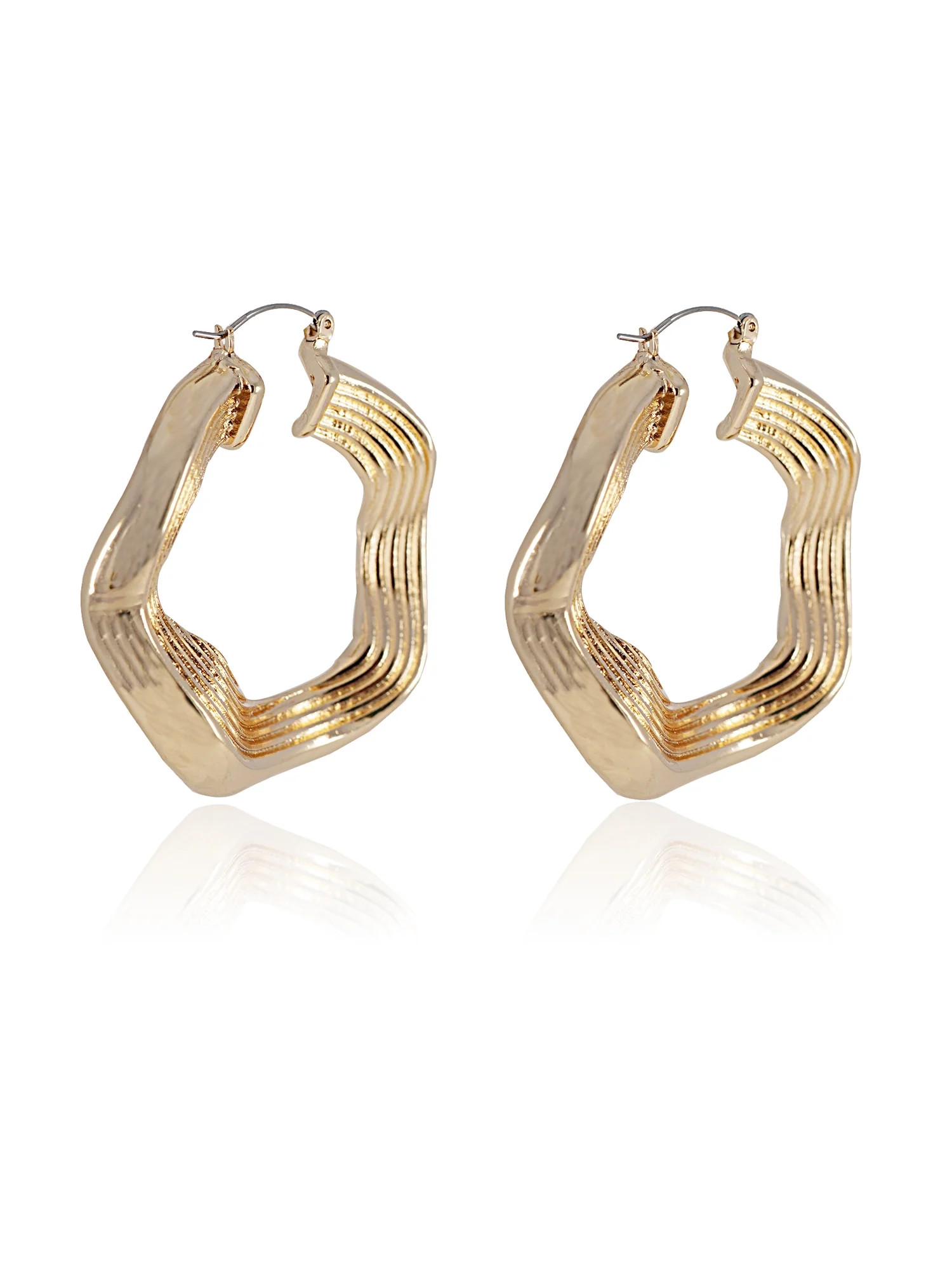 Time and Tru Women's Layered Hoop Earrings, Gold-Tone | Walmart (US)