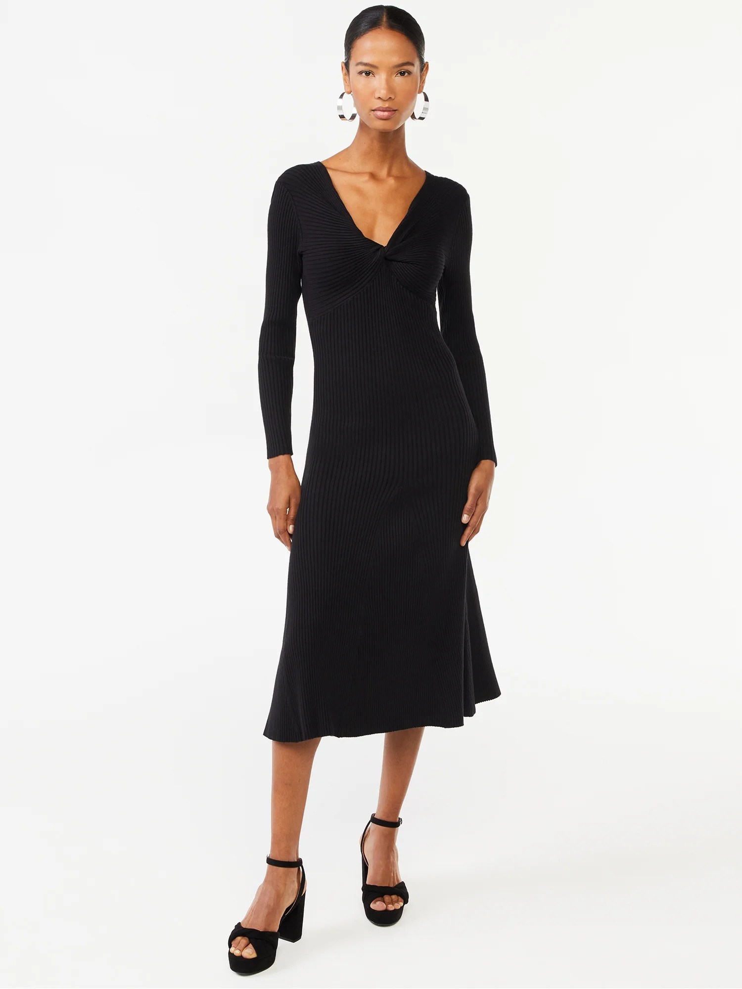 Scoop Women's Midi Sweater Dress with Twist Neck - Walmart.com | Walmart (US)