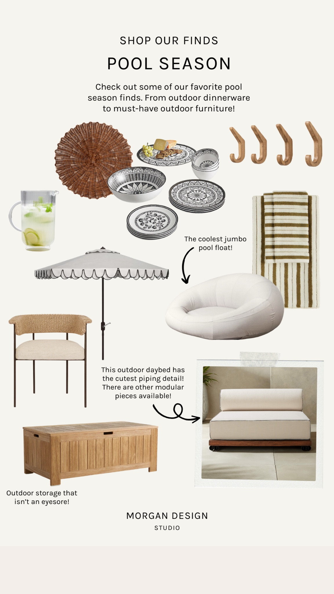 Pool Season is upon us! Check out some of our favorite outdoor finds including dinnerware, furniture, storage, and pool bath towel hooks! ☀️ 

#furniture #pool #outdoorr

#LTKhome #LTKSeasonal #LTKswim