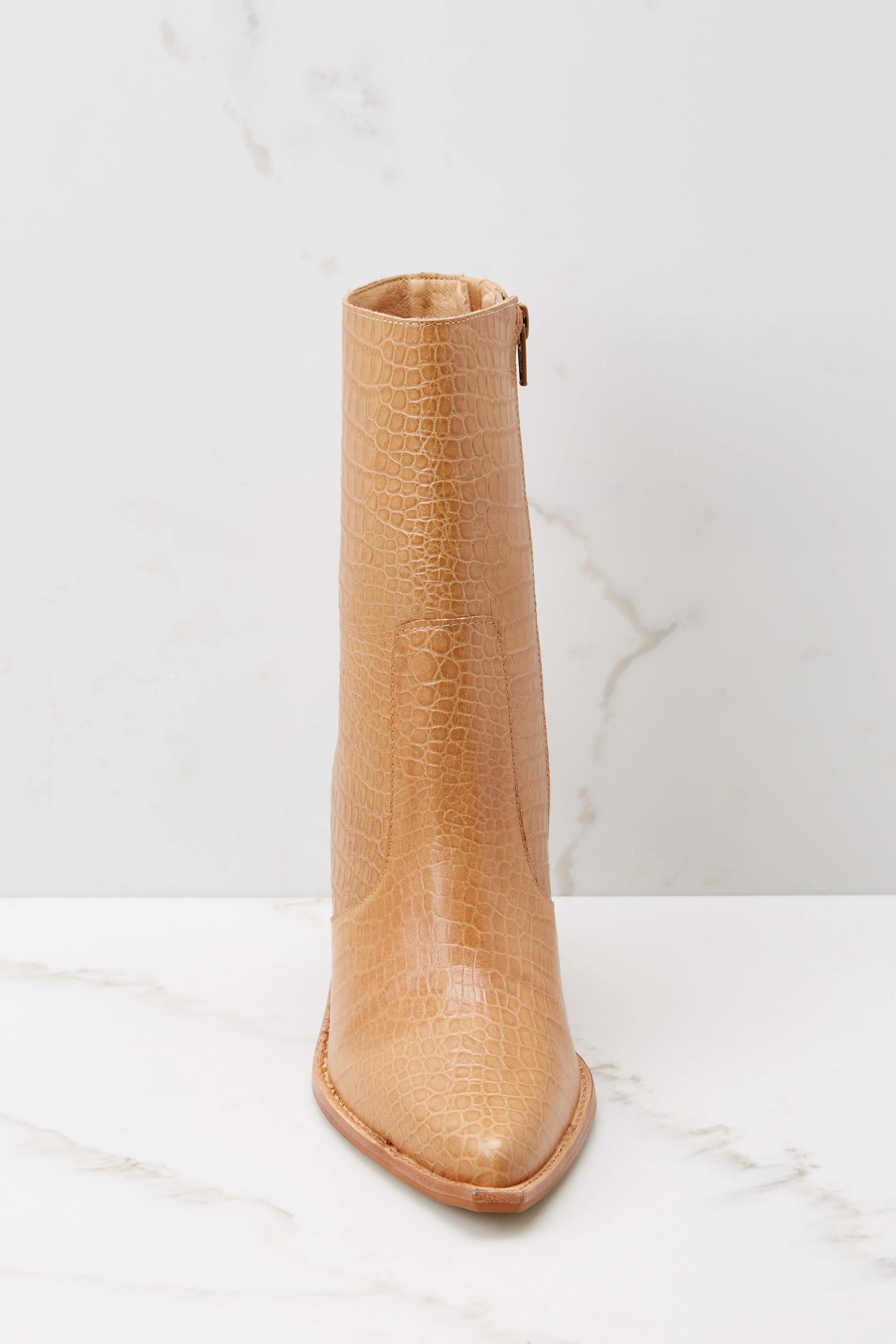 Camille Natural Croc Western Boots | Red Dress 