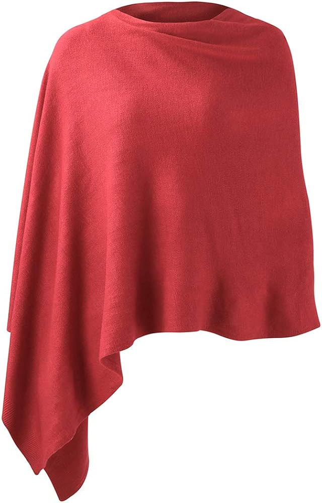 Fomolom Women Ponchos Sweater Versatile Lightweight Solid Knitted Shawl Wrap Scarf Cape Accessori... | Amazon (US)
