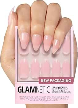 Glamnetic Press On Nails - Cloud 9 | Jelly UV Finish Medium Pointed Almond Shape, Reusable Pink N... | Amazon (US)