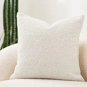 DOMVITUS Luxury Decorative Throw Pillow Cover 18 x 18 Inch Textured Boucle Square Sofa Couch Pill... | Amazon (US)