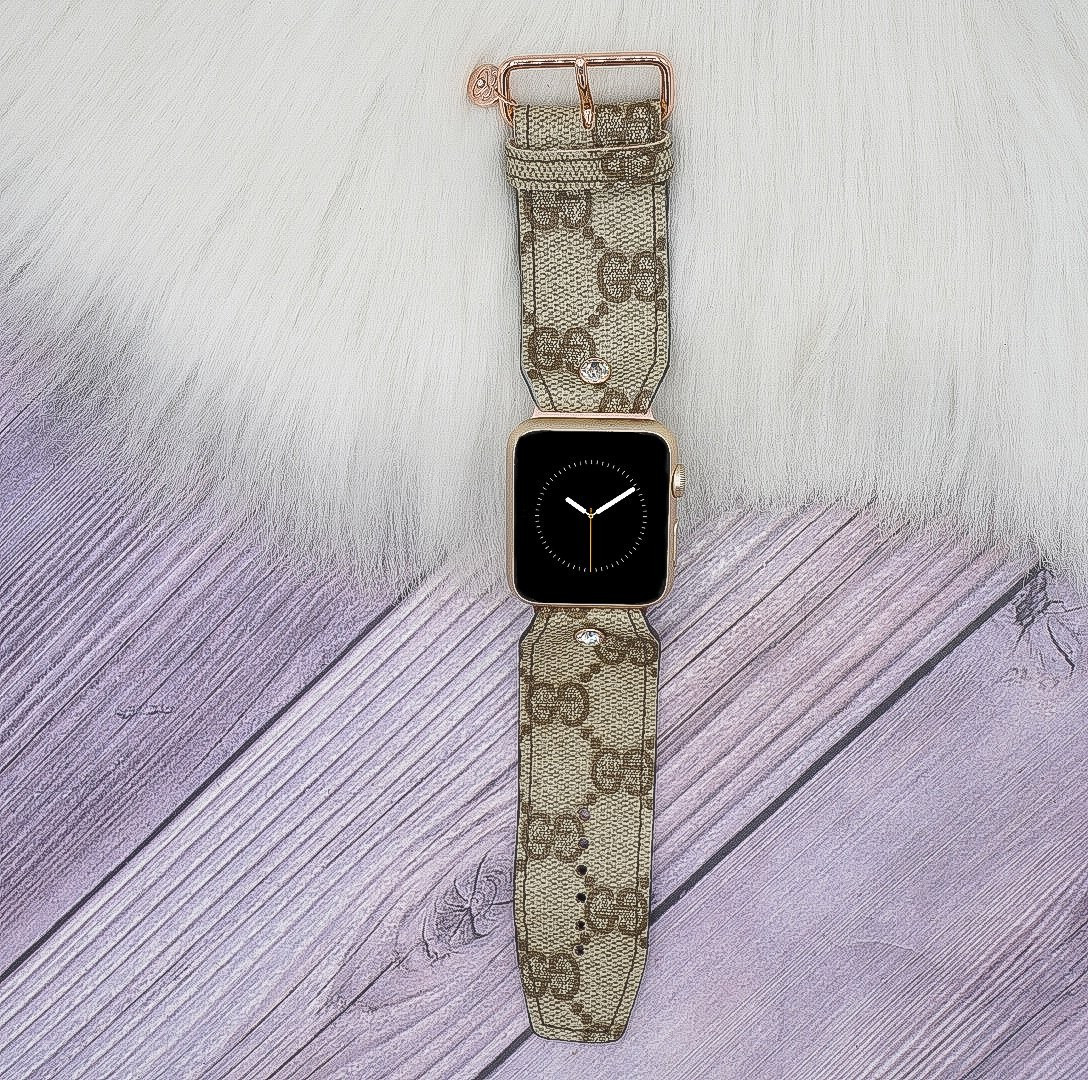 Limited Edition Sivella Band in Upcycled Brown Webbed GG with Brown Edge Paint | Sparkl