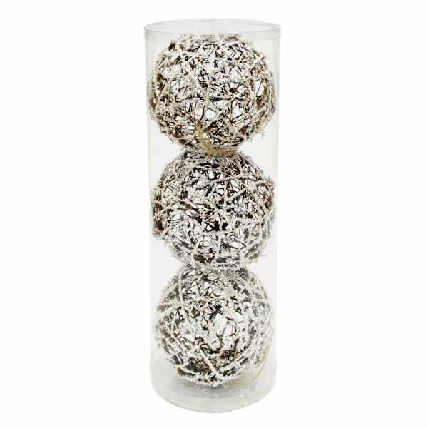 3-Count Snowy Natural Wicker Shatterproof Ornaments | At Home
