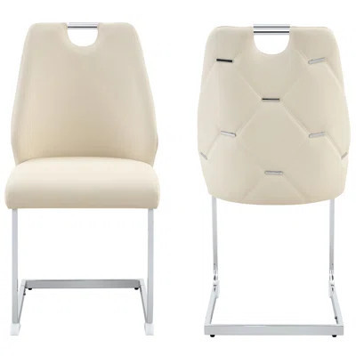 PU Faux Leather Upholstered Dining Chairs Kitchen Chairs Cantilever Chairs Set of 4 | Wayfair North America