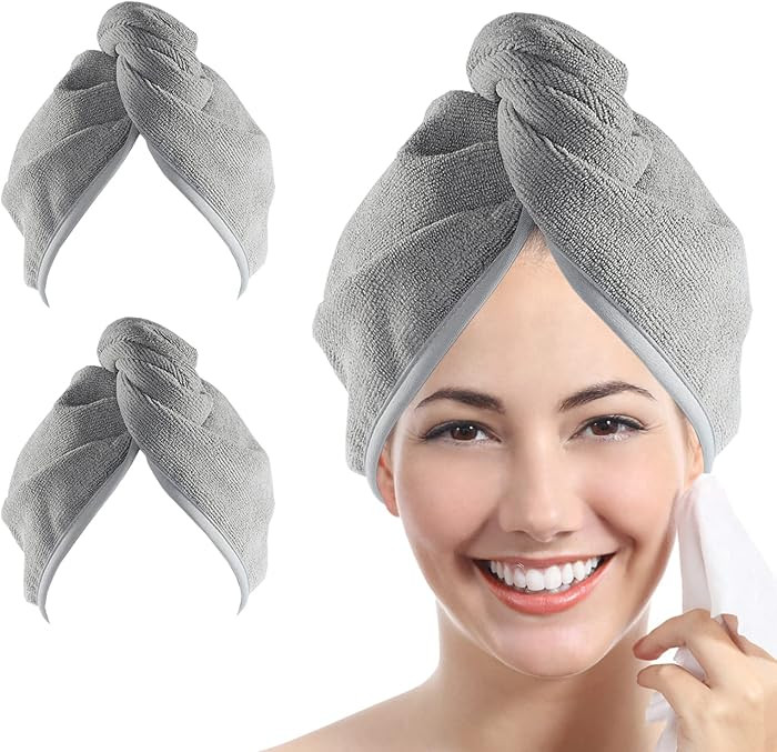 YoulerTex Microfiber Hair Towel Hairs Wrap: 2 Pack 10X26 Hair Dryer Towels for Women Absorbent Tu... | Amazon (US)